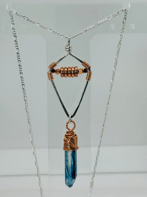 Primal Thunder Necklace | Handmade Sterling Silver, Copper & Quartz Crystal Pendant | Timber & Tide Jewelry