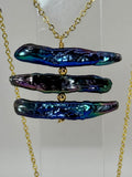 Midnight Current Necklace | Peacock Stick Pearl & 18K Gold Necklace
