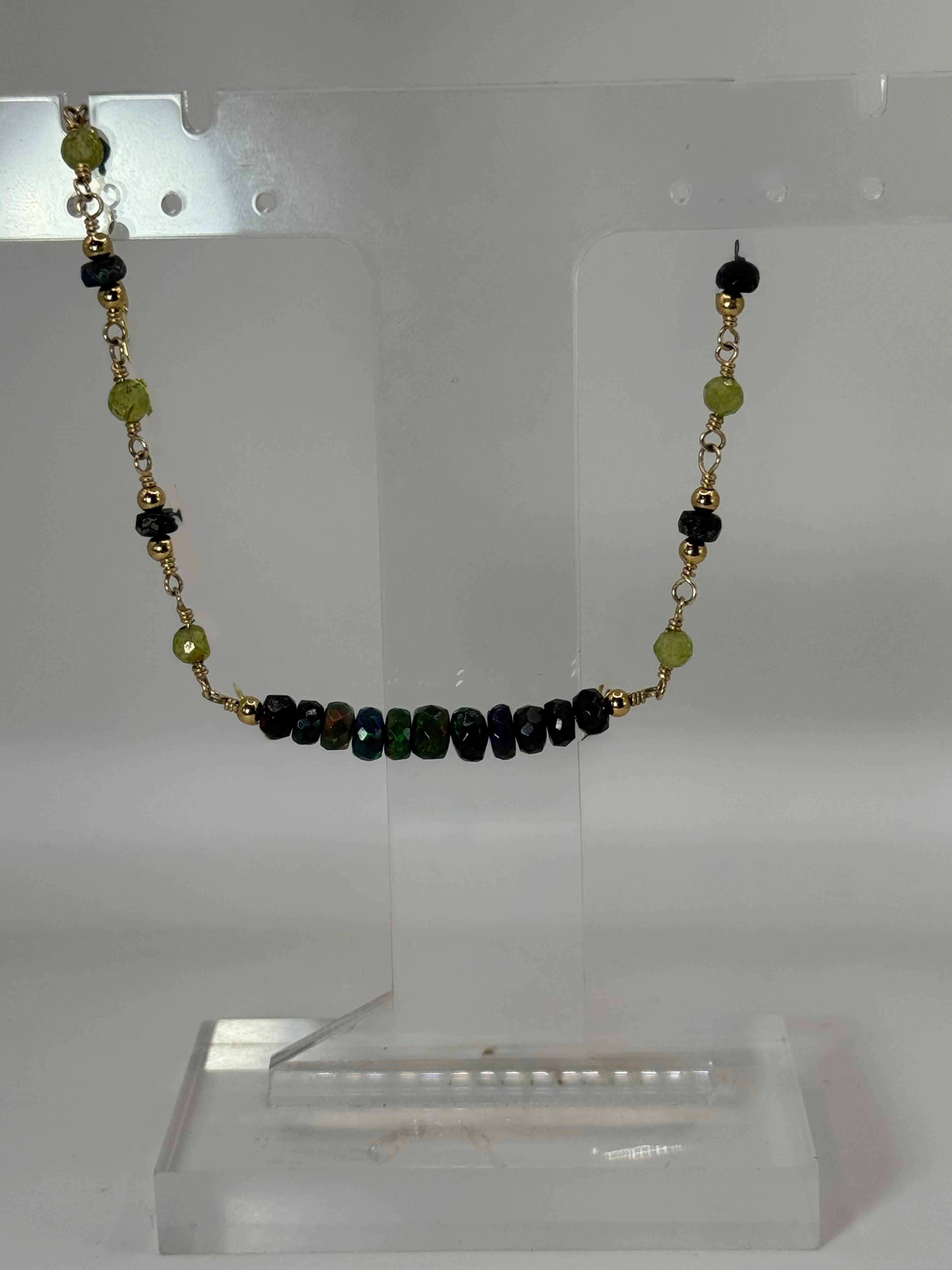 Midnight Aurora | Black Opal, Peridot Choker Necklace, 14k Gold-Filled
