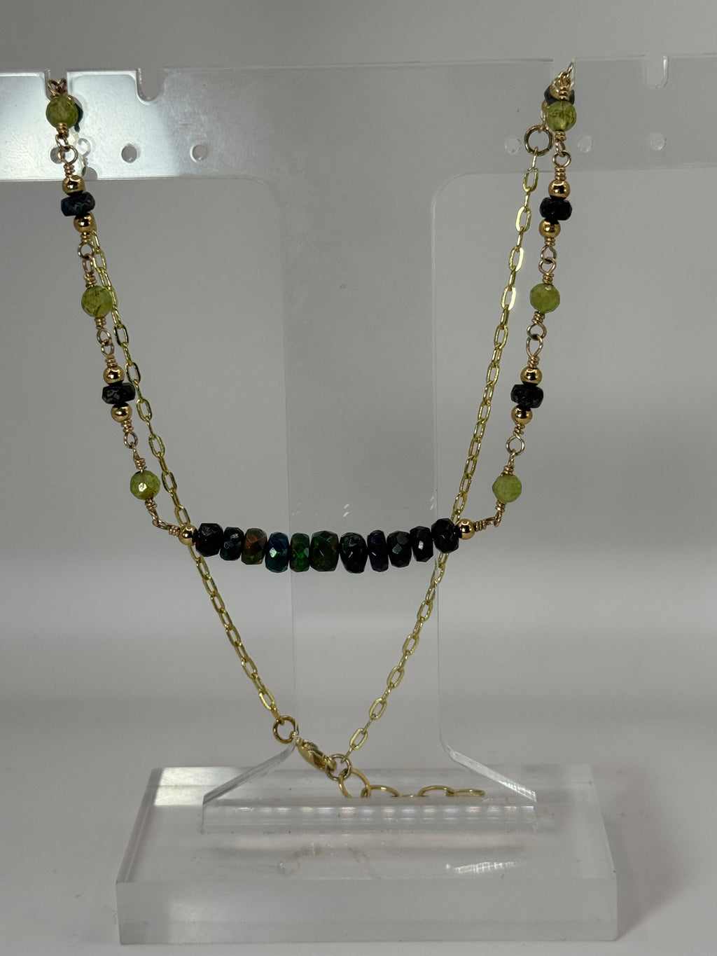 Midnight Aurora | Black Opal, Peridot Choker Necklace, 14k Gold-Filled