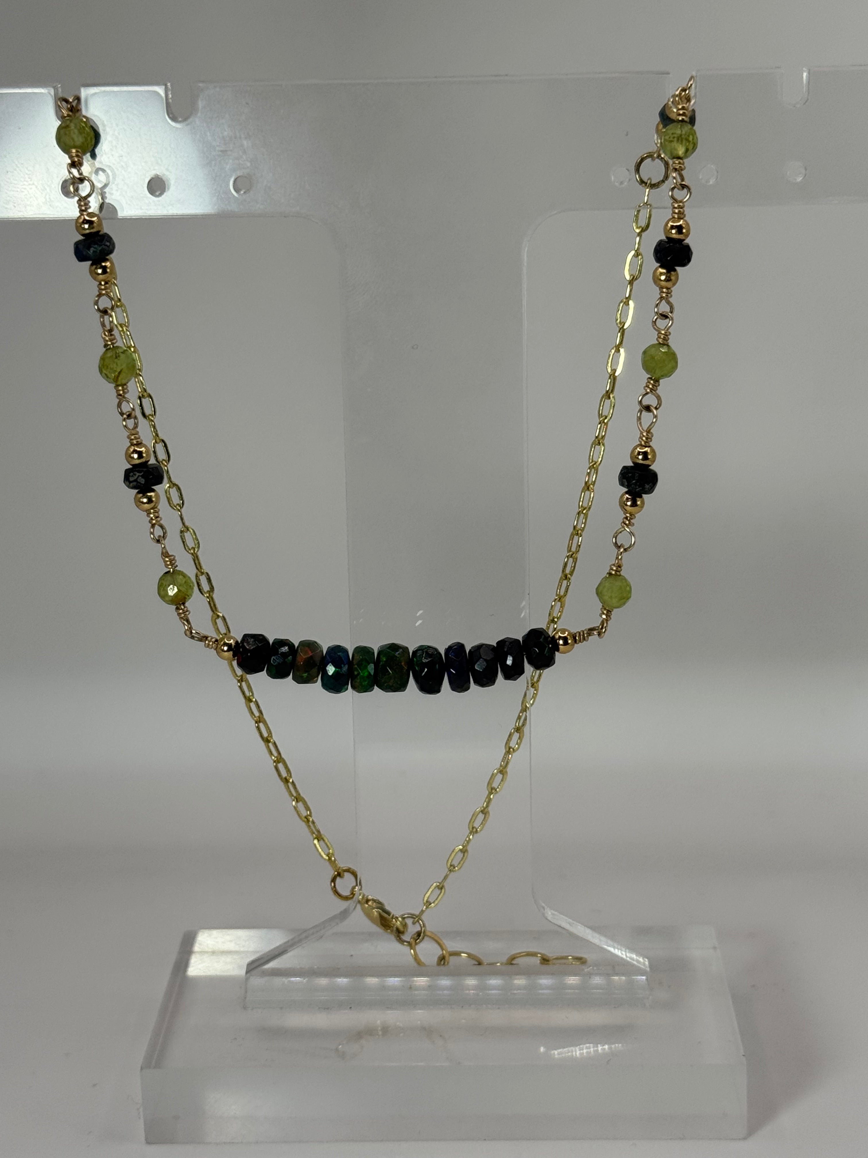 Midnight Aurora | Black Opal, Peridot Choker Necklace, 14k Gold-Filled
