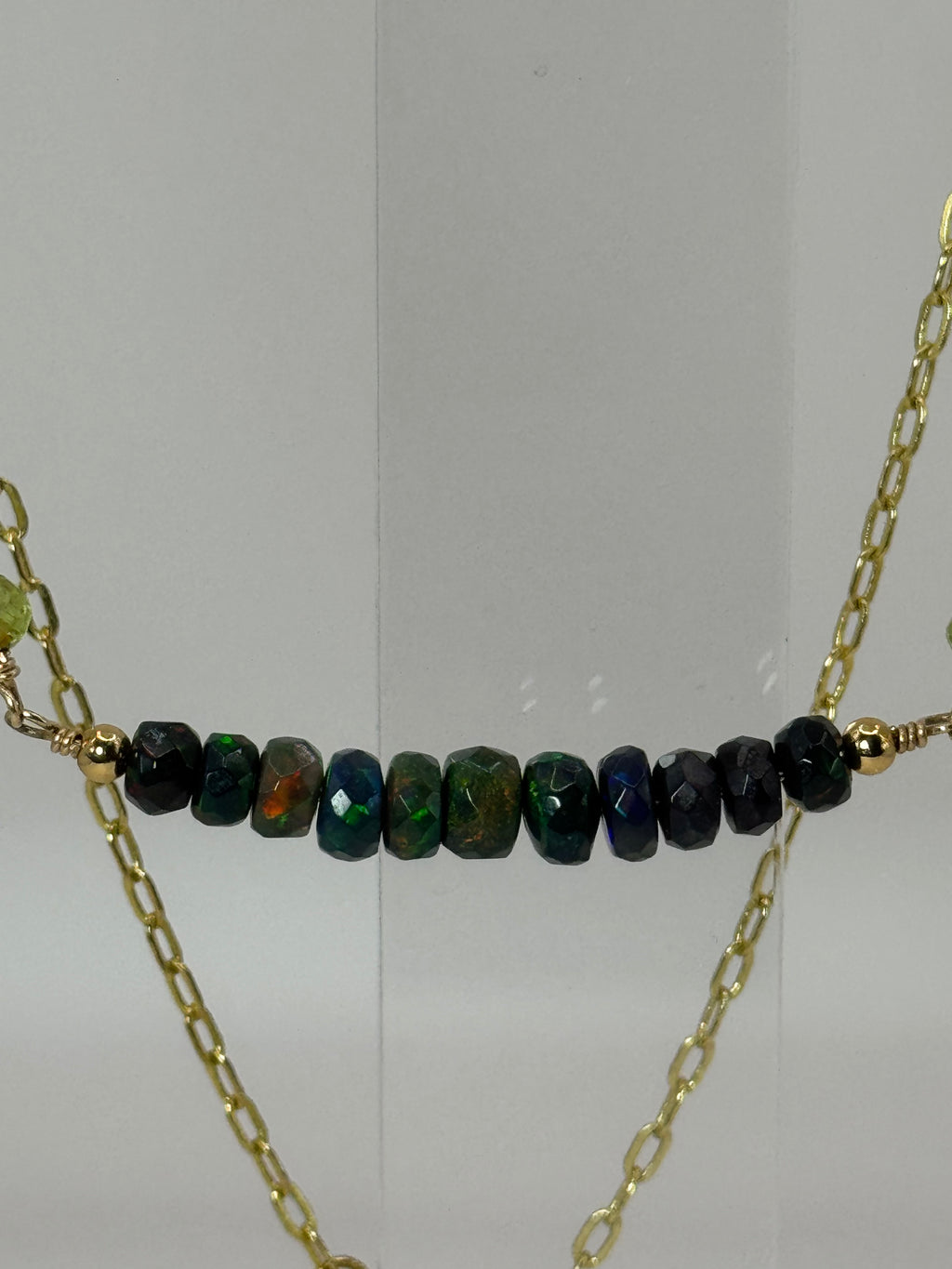 Midnight Aurora | Black Opal, Peridot Choker Necklace, 14k Gold-Filled