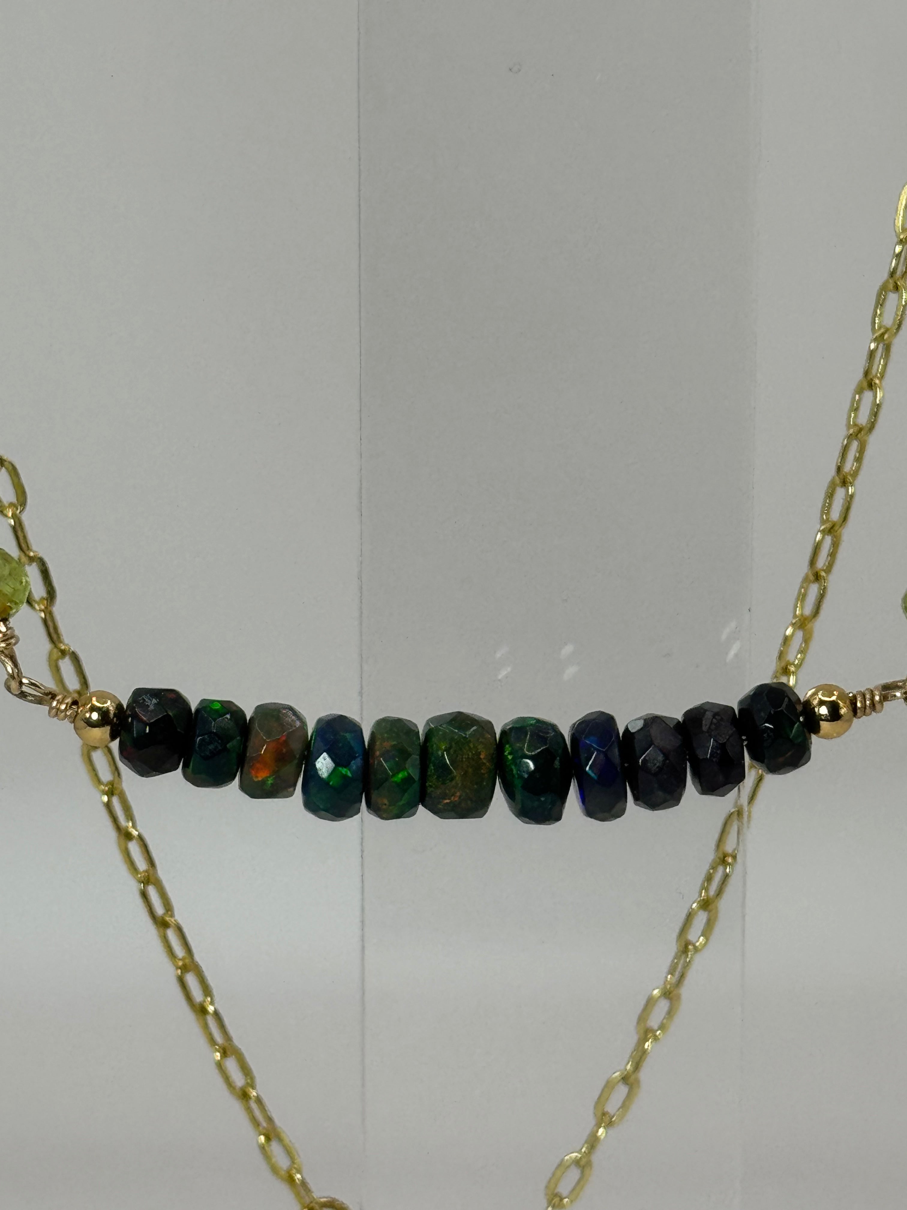 Midnight Aurora | Black Opal, Peridot Choker Necklace, 14k Gold-Filled