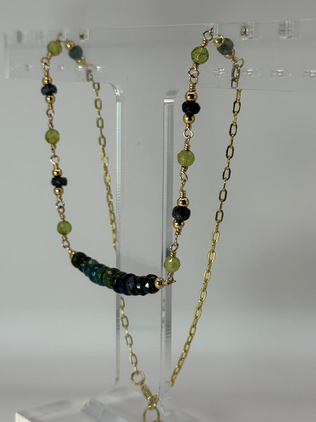 Midnight Aurora | Black Opal, Peridot Choker Necklace, 14k Gold-Filled