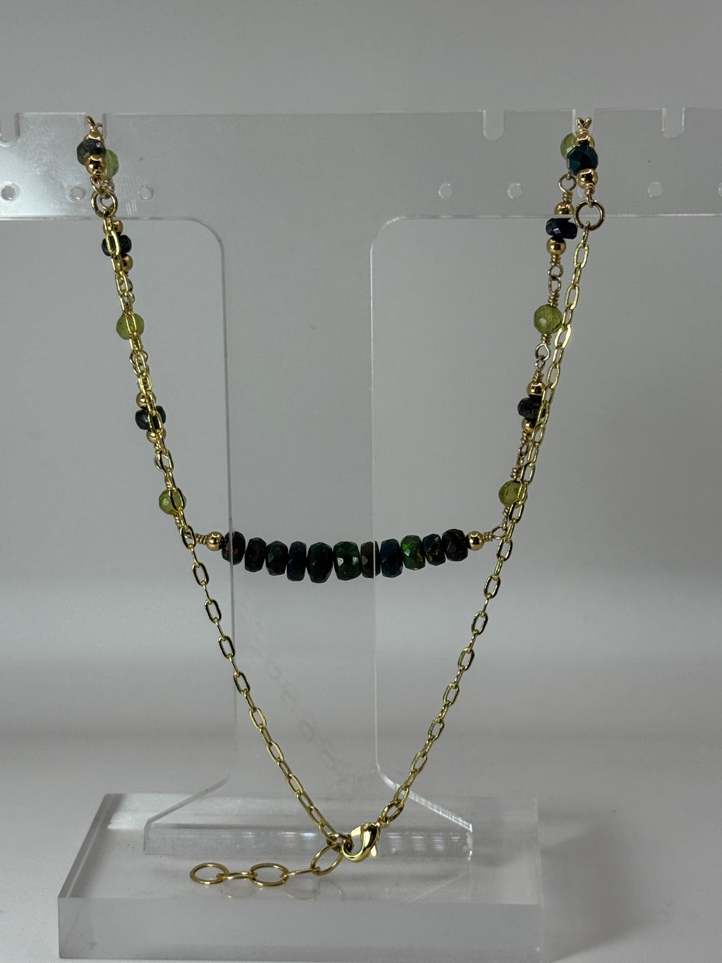 Midnight Aurora | Black Opal, Peridot Choker Necklace, 14k Gold-Filled