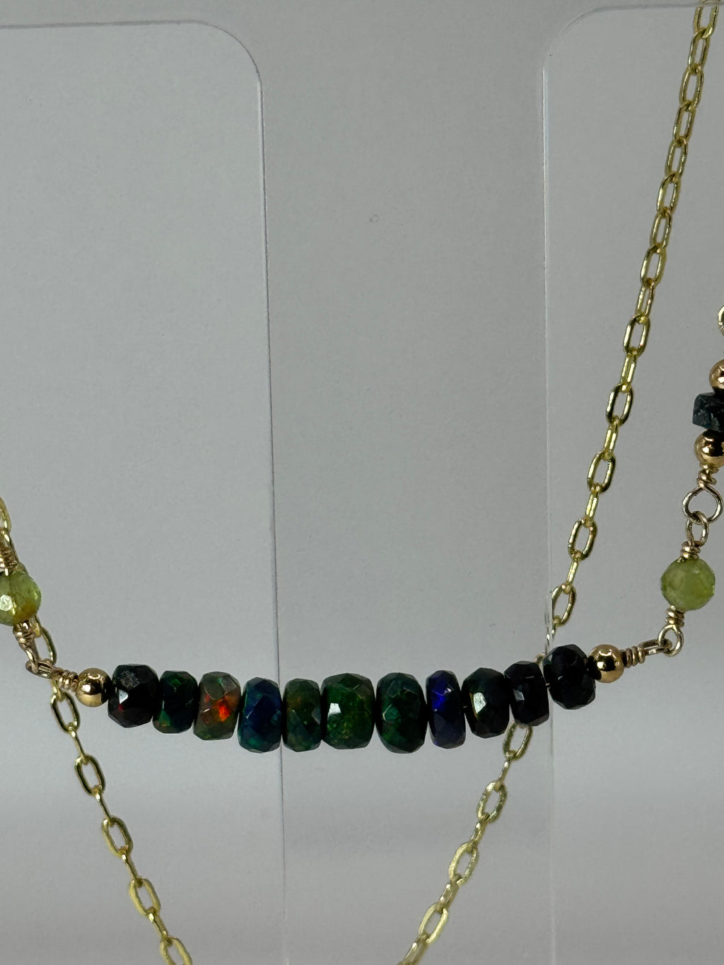 Midnight Aurora | Black Opal, Peridot Choker Necklace, 14k Gold-Filled