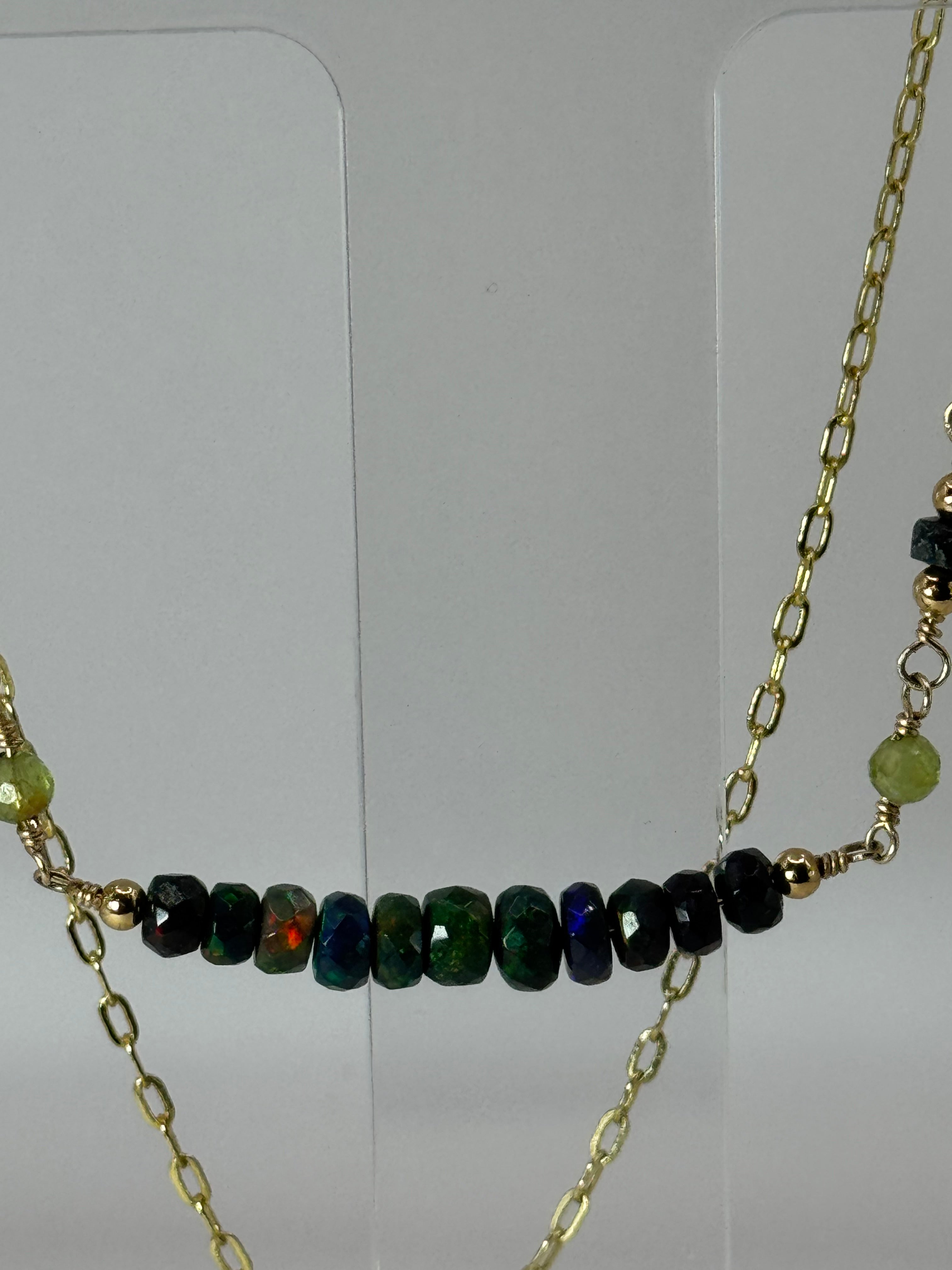 Midnight Aurora | Black Opal, Peridot Choker Necklace, 14k Gold-Filled