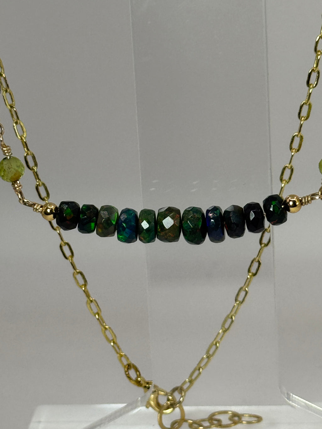 Midnight Aurora | Black Opal, Peridot Choker Necklace, 14k Gold-Filled