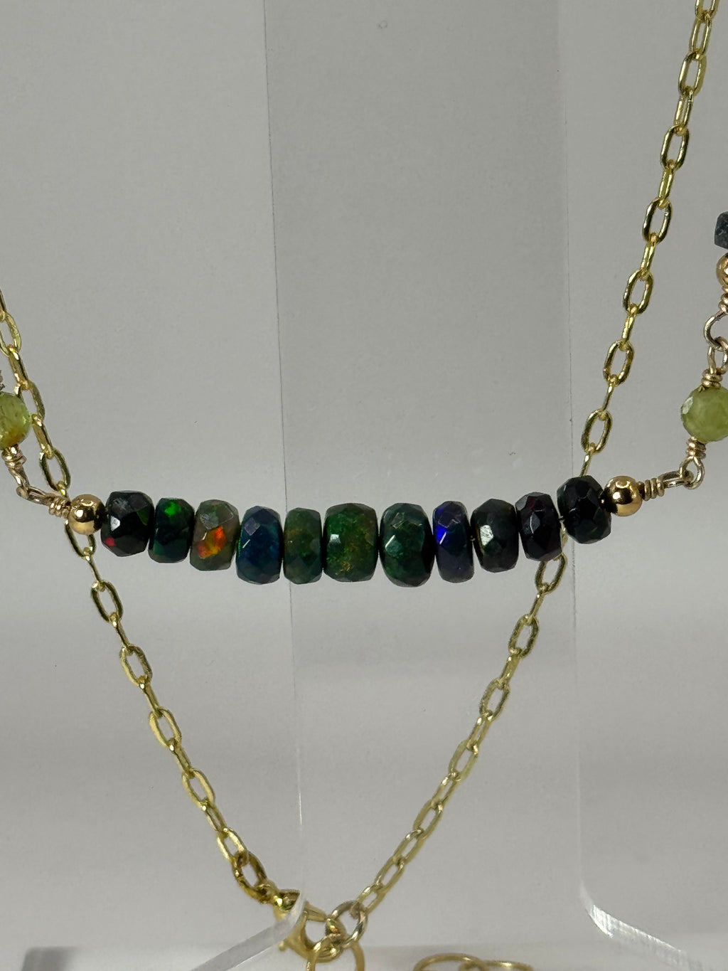 Midnight Aurora | Black Opal, Peridot Choker Necklace, 14k Gold-Filled