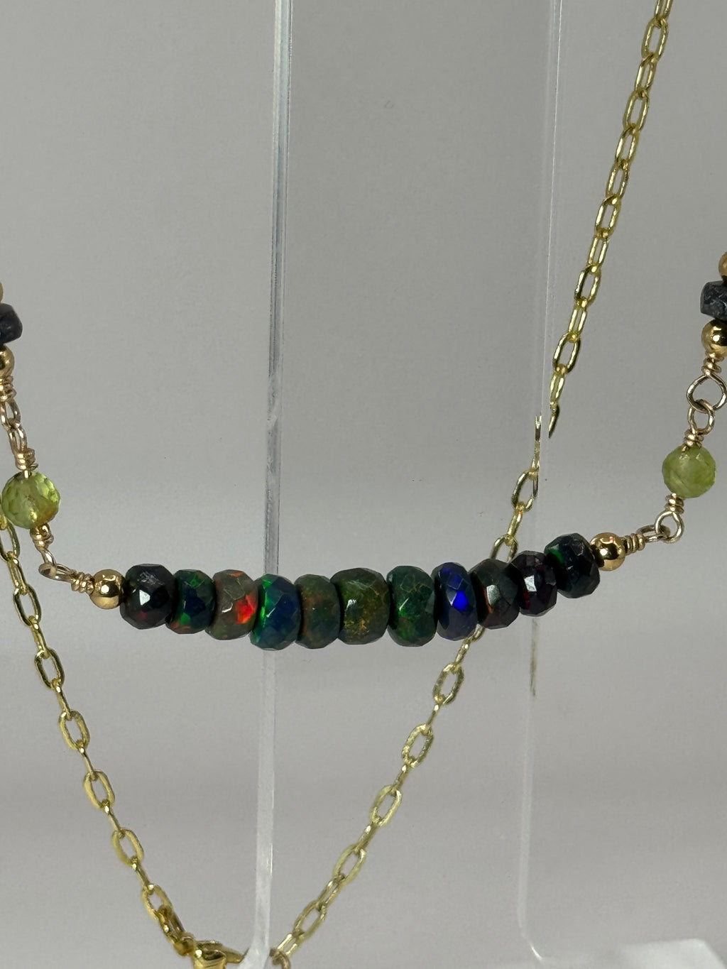 Midnight Aurora | Black Opal, Peridot Choker Necklace, 14k Gold-Filled