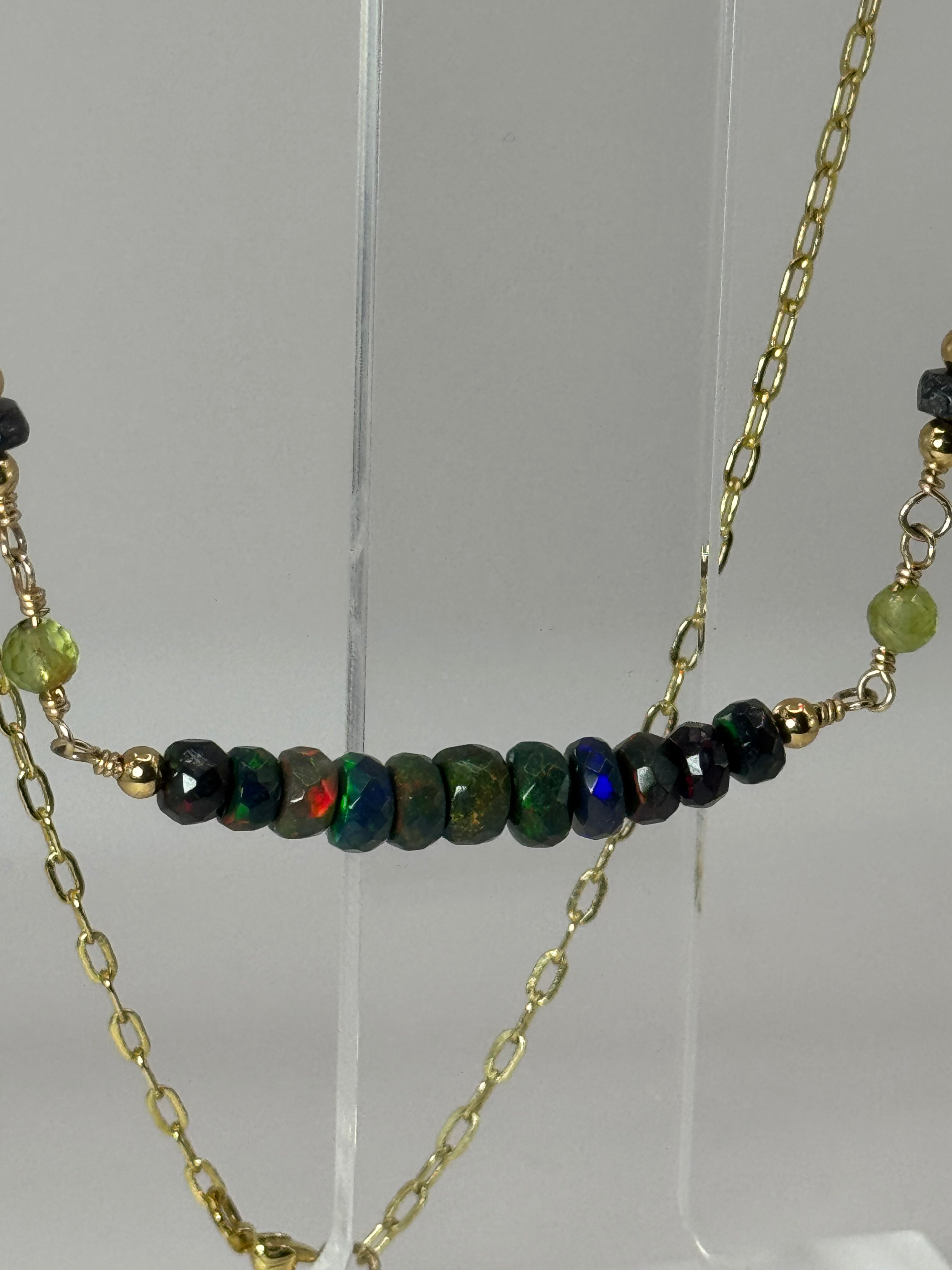 Midnight Aurora | Black Opal, Peridot Choker Necklace, 14k Gold-Filled