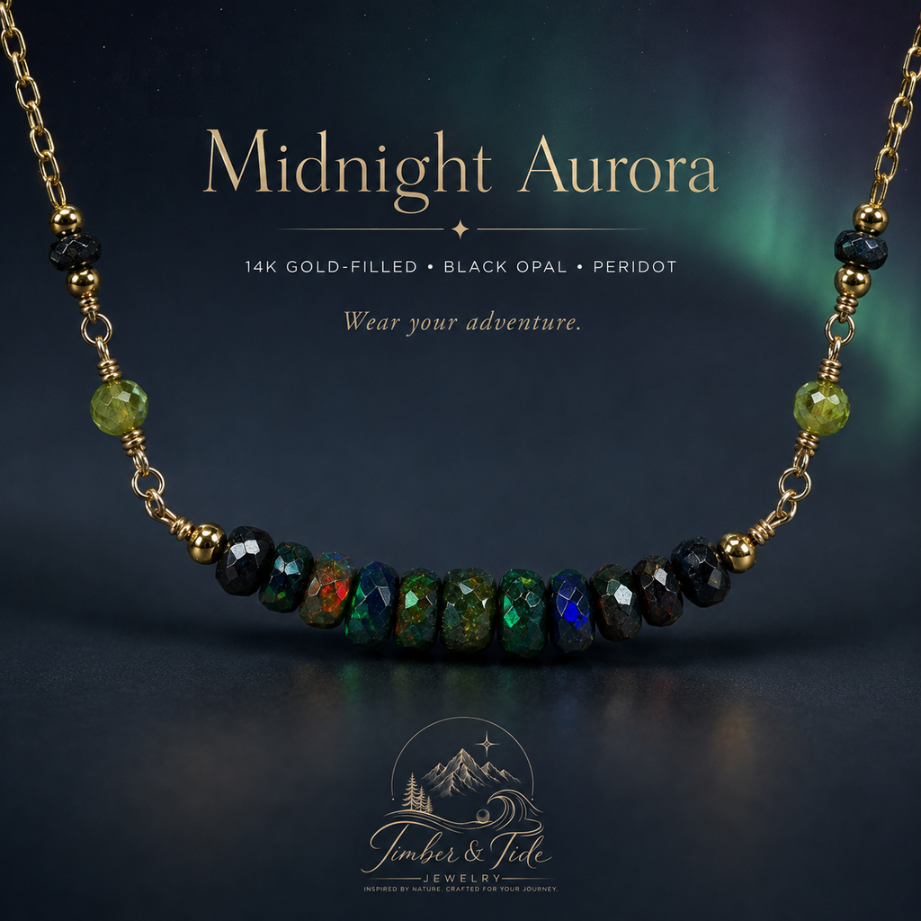 Midnight Aurora | Black Opal, Peridot Choker Necklace, 14k Gold-Filled